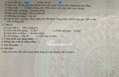 Bán nhà C4 kiệt 02 Bàu Trảng 7 - Thanh Khê - Đà Nẵng